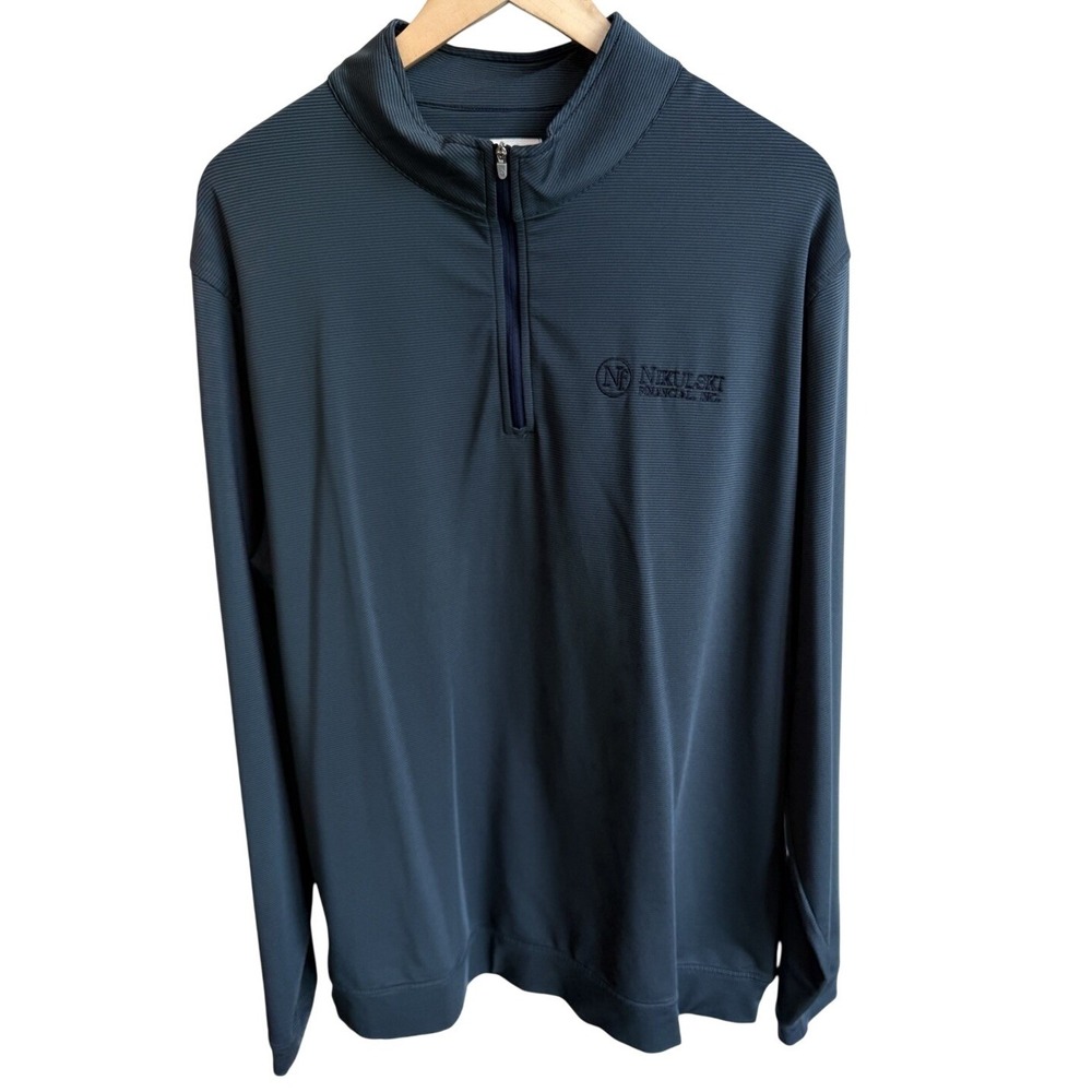 Peter Millar Perth Performance Quarter Zip Pullover Mens XXL Navy Blur Golf